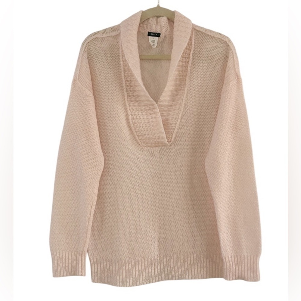 J. Crew Light Pink Mohair Blend V neck Sweater Size Large
